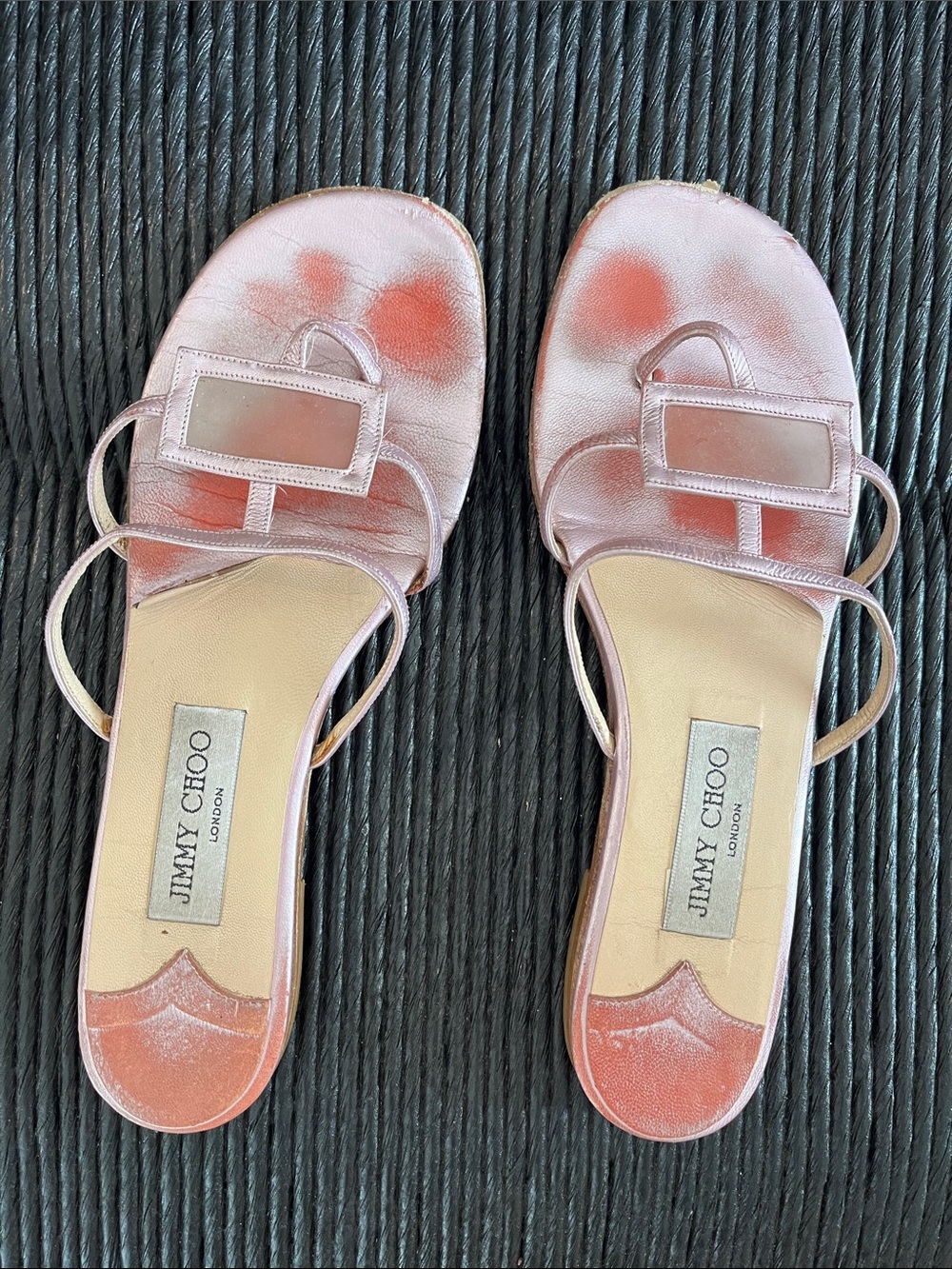 Jimmy Choo Pink Metallic Sandal with clear rectangle - size 39